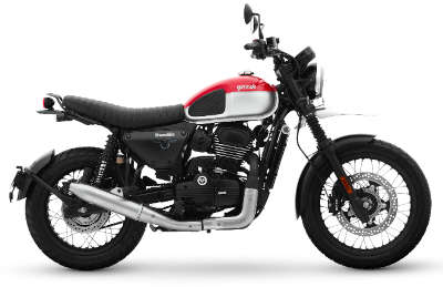 Yezdi Scrambler Dual Tone Cruiser Bikes Petrol Single cylinder, 4 Stroke, Liquid Cooled, DOHC 29.1 PS @ 8000 rpm Rebel Red, Midnight Blue, Mean Green