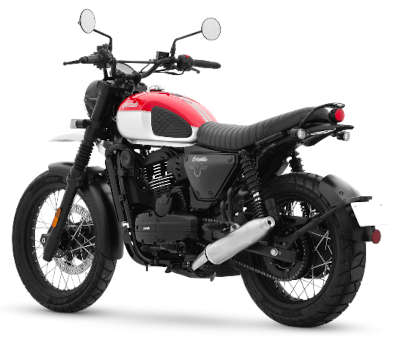 Yezdi Scrambler Dual Tone Cruiser Bikes Petrol Single cylinder, 4 Stroke, Liquid Cooled, DOHC 29.1 PS @ 8000 rpm Rebel Red, Midnight Blue, Mean Green