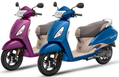 TVS Jupiter ZX  Petrol Single cylinder, 4 stroke, CVTi, fuel injection 7.88 PS @ 7500 rpm Pristine White, Mystic Grey, Midnight Black, Titanium Grey, Pristine White, Metallic Titanium Grey, Walnut Brown, New Metallic Red, Starlight Blue, Olive Gold, Starlight Blue, Metallic Blue, New Metallic Blue, Matte Black, Royal Wine, Regal Purple, Copper Bronze ₹ 82,133