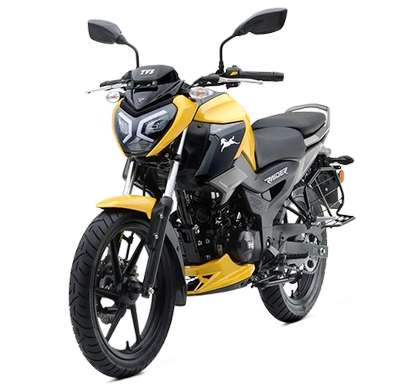 TVS Raider SmartXonnect Sports Bikes Petrol Air and oil cooled single cylinder, SI 11.38 PS @ 7500 rpm Fiery Yellow, Wicked Black