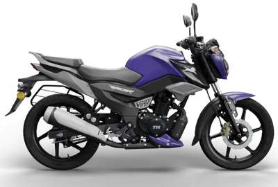 TVS Raider Disc Sports Bikes Petrol Air and oil cooled single cylinder, SI 11.38 PS @ 7500 rpm Fiery Yellow, Wicked Black, Blazing Blue, Striking Red