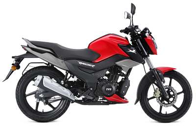 TVS Raider Single Seat Sports Bikes Petrol Air and oil cooled single cylinder, SI 11.38 PS @ 7500 rpm Striking Red, Wicked Black