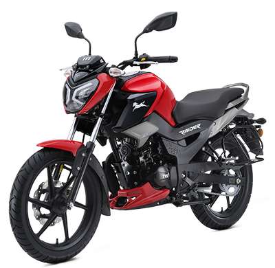 TVS Raider Single Seat Sports Bikes Petrol Air and oil cooled single cylinder, SI 11.38 PS @ 7500 rpm Striking Red, Wicked Black