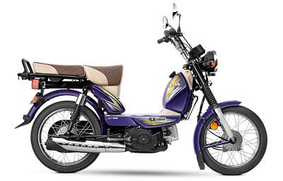 TVS XL100 Heavy Duty i Touch Start Win Edition Moped Bikes Petrol 4 Stroke Single Cylinder 4.35 PS @ 6000 rpm Beaver Brown, Delight Blue
