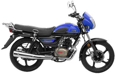 TVS Radeon Commuter Bikes Petrol 4 Stroke Duralife Engine 8.19 PS @ 7350 rpm DT Blue Black, DT Red Black, Black