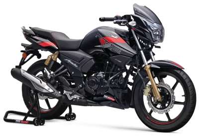 TVS Apache RTR 180 Sports Bikes Petrol SI, 4 stroke, Oil cooled, Fuel injected 17.02 PS @ 9000 rpm Gloss Black, Pearl White