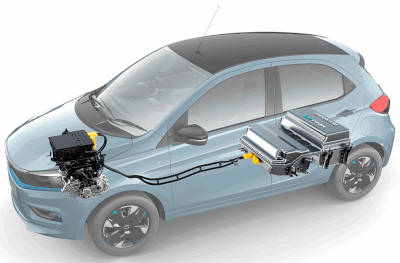 Tata Tiago EV XZ+ Long Range Hatchback Electric 2 Airbags (Driver, Front Passenger) Permanent Magnet Synchronous Motor Daytona Grey Tropical Mist Pristine White Midnight Plum 4 Star (Global NCAP)