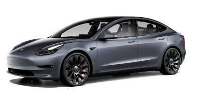 Tesla Model 3 Performance Sedan Electric 6 Airbags: Dual front airbgs, Seat mounted side airbags, Curtain airbags Pearl White multi coat Solid Black Midnight Silver metallic Deep Blue metallic Red multi coat 5 Star (NHTSA)