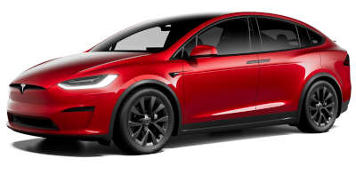 Tesla Model X SUV (Sports Utility Vehicle) Electric 10 Airbags: Dual front airbgs, Seat mounted side airbags in front and rear, Curtain airbags, Door mounted airbags Pearl White multi coat Solid Black Midnight Silver metallic Deep Blue metallic Red multi coat