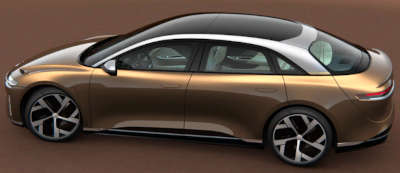 Lucid Air Dream Edition Range Electric Sedan Electric Fully automatic Four Zone climate control (HVAC - Heating, Ventilation, Air Conditioner) WiFi, Android Auto, Apple CarPlay Stellar White Infinite Black Zenith Red Eureka Gold All exteriors are trimmed in bright platinum theme accents $1,69,000 (as on 31 January 2023)