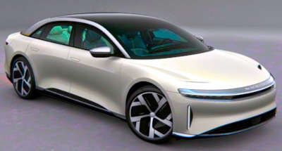 Lucid Air Dream Edition Performance Electric Sedan Electric 8 Airbags: Front passenger airbag, Side airbags (seat mounted), Curtain airbags, Driver’s airbag Stellar White Infinite Black Zenith Red Eureka Gold All exteriors are trimmed in bright platinum theme accents 5 Star (Euro NCAP)