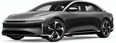 Lucid Air Grand Touring Electric Sedan Electric 8 Airbags: Front passenger airbag, Side airbags (seat mounted), Curtain airbags, Driver’s airbag Stellar White Infinite Black Cosmos Silver Quantum Grey Zenith Red All exteriors are trimmed in bright platinum theme accents 5 Star (Euro NCAP)