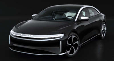 Lucid Air Grand Touring Electric Sedan Electric Fully automatic Four Zone climate control (HVAC - Heating, Ventilation, Air Conditioner) WiFi, Android Auto, Apple CarPlay Stellar White Infinite Black Cosmos Silver Quantum Grey Zenith Red All exteriors are trimmed in bright platinum theme accents $1,38,000 (as on 31 January 2023)