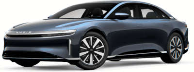 Lucid Air Pure AWD Electric Sedan Electric Fully automatic Four Zone climate control (HVAC - Heating, Ventilation, Air Conditioner) WiFi, Android Auto, Apple CarPlay Stellar White Infinite Black Cosmos Silver Quantum Grey Zenith Red Fathom Blue $92,900 (as on 31 January 2023)