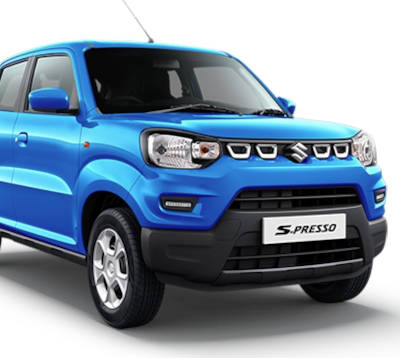 Maruti S-Presso VXi Hatchback Petrol 24.76 km/l Yes (Manual) Android Auto (No), Apple Car Play (No) Solid Fire Red Solid Sizzle Orange MetalliC Granite Grey Metallic Silky Silver Pearl Midnight Black Pearl Starry Blue Solid White ₹ 5.22 Lakh