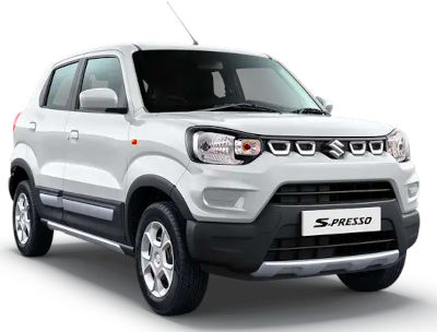 Maruti S-Presso LXi Hatchback Petrol 2 Airbags (Driver, Front Passenger) 24.12 km/l Yes (Manual) Android Auto (No), Apple Car Play (No) Solid Fire Red Solid Sizzle Orange MetalliC Granite Grey Metallic Silky Silver Pearl Midnight Black Pearl Starry Blue Solid White