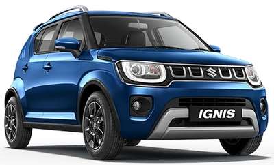 Maruti Ignis Alpha 1.2 AMT Hatchback Petrol 2 Airbags (Driver, Passenger) 20.89 km/l Yes (Automatic Climate Control) Android Auto (Yes), Apple Car Play (Yes) Nexa Blue with Black roof, Nexa Blue with Silver roof, Lucent Orange with Black roof, Pearl Midnight Black, Turquoise Blue, Lucent Orange, Nexa Blue, Glistening Grey, Silky Silver, Pearl Arctic White