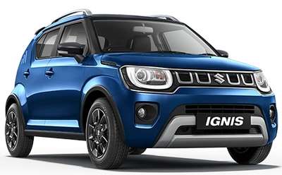 Maruti Ignis Alpha 1.2 MT Dual Tone Hatchback Petrol 20.89 km/l 2 Airbags (Driver, Passenger) 1.2L VVT Nexa Blue with Black roof, Nexa Blue with Silver roof, Lucent Orange with Black roof