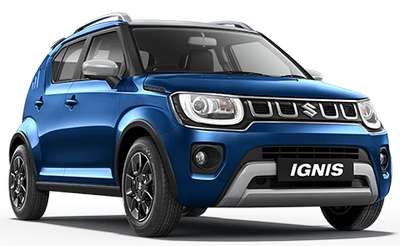 Maruti Ignis Zeta 1.2 AMT Dual Tone Hatchback Petrol 20.89 km/l Yes (Manual) Android Auto (Yes), Apple Car Play (Yes) Nexa Blue with Black roof, Nexa Blue with Silver roof, Lucent Orange with Black roof ₹ 7.65 Lakh