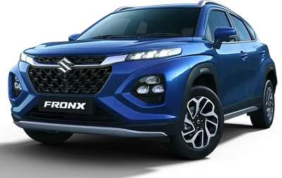 Maruti Fronx Delta+ 1.2L AGS Compact SUV (Sports Utility Vehicle) Petrol 2 Airbags (Driver, Front Passenger) 22.89 km/l Yes (Automatic Climate Control) Android Auto (Wireless), Apple Car Play (Wireless) Nexa Blue (Celestial), Arctic White, Splendid Silver, Grandeur Grey, Earthen Brown, Opulent Red, Bluish Black