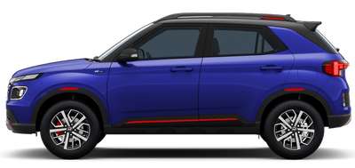 Hyundai Venue N Line N6 MT Dual Tone SUV (Sports Utility Vehicle) Petrol 4 Airbags (Driver, Front Passenger, Driver Side, Front Passenger Side) Yes (Automatic Climate Control) Android Auto (Wireless), Apple Car Play (Wireless) Thunder blue + abyss black roof, Shadow grey + abyss black roof, Atlas white+ abyss black roof