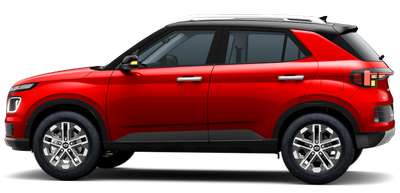 Hyundai Venue SX(O) 1.0 Turbo Dual Clutch Transmission Knight Dual Tone SUV (Sports Utility Vehicle) Petrol 6 Airbags (Driver, Front Passenger, 2 Curtain, Driver Side, Front Passenger Side) 1.0 Kappa Turbo GDi Fiery red + Abyss black roof