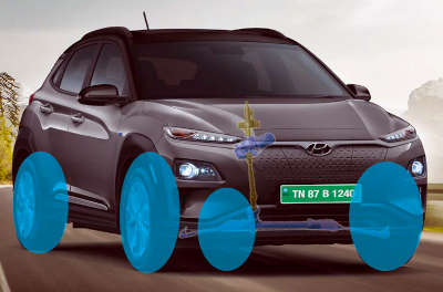 Hyundai Kona Electric Premium Electric SUV (Sports Utility Vehicle) Electric Yes (Automatic Climate Control) Android Auto (Yes), Apple Car Play (Yes) Polar white Phantom black ₹  23.84 Lakh